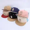 Gorra de Béisbol de Estilo Europeo y Americano de Visera Plana para Niños de 3 a 8 Años, con Parche de Oso m, Gorra Hip-Hop con Bloques de Color, Sombrero de Sol de Verano, Transfronterizo