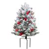 Pinha artificial de mesa transfronteiriça, agulha de pinheiro com decoração branca, base de ferro para pátio externo, mini árvore de Natal