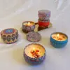 Vela de Aromaterapia de Hojalata del Sudeste Asiático Transfronteriza Ceremonia de Acompañamiento de Boda Aceite Esencial Cera de Soja Flor Seca Vela de Aromaterapia Venta al por Mayor