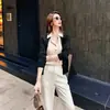 Camisa de lino estilo francés, estética de 'viejo dinero', con suéter de punto superpuesto, top de dos piezas para mujer, cárdigan suéter casual y elegante para primavera y otoño