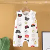 Macacão de Verão para Bebê Estilo Coreano para 1-18 Meses, Roupa de Bebê Unissex, Macacão Leve de Algodão Sem Mangas com Fechamento na Entreperna