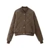 Otoño e invierno 2023 Nuevo moda y2g color liso abrigo acolchado de algodón chaqueta corta casual de piloto abrigo acolchado de algodón al por mayor femenino
