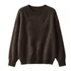 Novedades para Otoño/Invierno 26: Suéter básico de polar con cuello redondo, jersey de polar de cachemira de seda de mora, suéter de lana de corte holgado