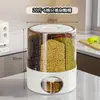 Cubo de Almacenamiento de Granos, Grado Alimenticio, Giratorio, Sellado, a Prueba de Insectos, a Prueba de Humedad, Contenedor de Arroz Compartimentado para el Hogar, Tarro de Almacenamiento de Granos