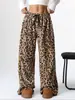 Pantalones Casuales Nuevos Europeos y Americanos de AliExpress Transfronterizos Estampado de Leopardo Pantalones Largos de Pierna Ancha