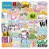 50 Pegatinas de Hola para Saludos, Comunicación Cortés, Decoración de Graffiti, Funda de Teléfono y Pegatinas para Botella de Agua