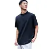 Camiseta deportiva de seda de hielo para hombre, con media cremallera, fresca, de secado rápido, para verano, protección solar al aire libre, cuello alto, manga corta, absorbe la humedad y repele el sudor