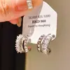 Brincos de tarracha redondos com zircônia banhados a ouro real, design europeu e americano de alta resistência, brincos da moda, brincos de nicho de alta qualidade para mulheres