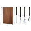 Faca de Cintura Pequena de Aço Inoxidável 304 com Cabo de Madeira, Garfo e Colher Estilo Retrô Faca e Garfo para Steak de Restaurante Colher de Sobremesa Utensílios de Mesa