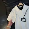 Camiseta Masculina de Verão Estilo Americano, Falsa Duas Peças, Com Studs, Desconstruída, Gola Polo, Manga Curta, Design Único, Peso Pesado e Estruturada, Manga Meia