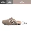 Zapatos Birkenstock Retro de Felpa con Suela Gruesa para Mujer 2025 Nuevos Otoño e Invierno Calientes con Hebilla Zapatos Peludos Zapatillas de Punta Cerrada para Uso en Exteriores