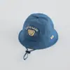 Sombrero de Sol Oso con Alfabeto Japonés y Coreano Estilo Primavera y Otoño Sombrero de Pescador Versátil para Bebés y Niños Pequeños, Sombrero de Pescador de Algodón Unisex para Bebé