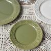 Venta al por mayor Simple Color Sólido Flor en Relieve Nudo verde aguacate Plato para Bistec Comida Occidental Pasta Desayuno Plato Sanming