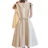Vestido sin mangas de cuello polo estilo francés Verano 2024 Nuevo Lujo Ligero Moderno Elegante Adelgazante Vestido de línea A