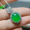 Colgante de Calcedonia Rosa Tipo Hielo con Baño de Plata 925, Completamente Incrustado con Diamantes, Colgante de Calcedonia Verde Hortensia, Joyería de Nicho