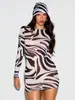 Vestido de malla transparente con estampado de tigre, superventas transfronterizo europeo y americano para mujer, corte ajustado, que realza la figura, vestido bodycon estilo chica playera sexy