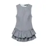 Ropa de Mujer Transfronteriza de Aliexpress 2025 Nuevo Estilo Europeo y Americano Moda Vestido Corto Decorativo de Capas a Cuadros 3067269