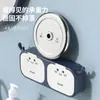 Gancho de asta de ciervo de dibujos animados para baño Montado en la pared Drenaje de habitación Caja de almacenamiento de jabón Tapa abatible sin perforaciones Caja de jabón de lavandería para baño
