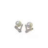 Pendientes de Botón Redondos de Zirconia y Perla con Aguja de Plata de Moda y Exquisitos Estilo Nuevo 2026 Pendientes Sencillos con un Toque de Lujo y Joyería de Oreja de Lujo Ligero