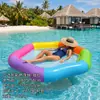 Nova Cadeira de Lounge Flutuante Amarela em Formato de Limão com Rede Transfronteiriça, Cama Flutuante Inflável para Piscina, Boia Hamaca