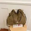 Ruien Bolsa Tote Preguiçosa Estilo Coreano Estampada de Leopardo de Alto Valor Moderna Elegante Grande Capacidade para Estudante com Alça Única