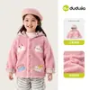 Jaqueta Infantil Dudu Family Outono Inverno Blusa com Capuz de Imitação de Lã de Cordeiro Manga Longa Roupas Espessas para Bebês Meninas