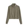 Cárdigan de manga larga con cuello alto y cremallera para mujer, diseño de doble bolsillo, ropa exterior ajustada, suéter deportivo informal de otoño
