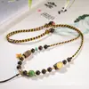Nova Corda para Pingente Multi-Tesouro em Estilo Chinês de Agarwood Trançada à Mão Amuleto Buda Thangka Corrente de Suéter Cultural Corda para Pendurar Colar de Jade