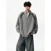 Cardigã de tricô retrô listrado estilo americano com gola alta, blusa de manga longa, peça externa casual masculina moderna de corte solto, adequada para casais