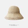 Sombrero de Paja de Pescador para Mujer Verano Transpirable Estilo Coreano Cara Pequeña Sombrero de Cubo Ala Grande Parasol Protector Solar Sombrero de Paja de Playa