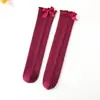 Nuevos Calcetines de Algodón para Niñas Bebés de Caña Media con Encaje de Lazo de Doble Puntada para Primavera y Verano, Boca Suelta, Calcetines Apilables para Niños