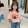 G2540# camiseta de algodón de manga larga para niña estilo extranjero de dos piezas falsas para otoño primavera y otoño camiseta casual para niño
