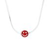 Collar de Plata de Ley S925 con Cara Sonriente de Goteo de Aceite para Mujer, Exquisita Cadena para Clavícula Dulce Linda de Colores, Elegante Collar de Nicho