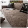 Funda de Sofá Jacquard de Terciopelo Elástico de Cobertura Total Estilo Crema Funda de Sofá Todo Incluido Funda Protectora para Sofá Anti-Arañazos de Gato