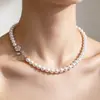 Elegante Collar de Perlas Australianas Manta Blanca Color Rosa Rosa con Forma de Rosa Redondo de Alto Brillo Cadena para Clavícula Regalo para Mamá Venta al por Mayor