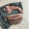 Bolso de Pecho Tejido de Color Contrastante Nuevo Estilo Verano 2026 para Mujer, Bolso de Cintura de Moda, Bolso Cruzado, Bolso Pequeño para Deportes al Aire Libre para Mujer