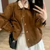 Chaqueta Coreana Dongdaemun Serie MIU con Solapa Maillard, Abrigo Corto Marrón de Gama Alta Vintage con Cuello Desmontable