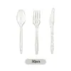 Cuchillo, Tenedor y Cuchara de Cristal Transparente con Polvo Dorado, Cuchillo, Tenedor y Cuchara Desechables para Fiesta, Fiesta de Cumpleaños, Decoración de Fiesta, Tenedor para Pastel y Postre
