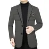 Traje Casual Grueso de Felpa para Hombre de Otoño e Invierno Abrigo de Lana Cálido de Negocios para Hombre de Mediana Edad Ropa para Papá Traje de Cuadros