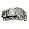 Banda de Reloj de Acero Inoxidable de Siete Eslabones en Stock con Doble Cierre Plegable de Seguridad, Accesorios de Banda de Reloj de Interfaz Doble Plana y Curva 18-24 mm