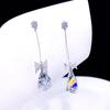Brincos Pendentes de Cristal Austríaco de Imitação Brincos Gota de Água Brincos Longos Agulha de Prata Pingente Flash Borla Brincos Celebridade Cibernética Luxo Leve