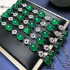 Pulsera de Plata S925 Chapada con Incrustaciones de Calcedonia de Hielo Pulsera de Moda para Mujer Ágata Jade Jade Pulsera de Luz de Luna Blanca