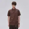 Camisa Polo de Verano para Hombre de Color Sólido Top Ins Marca de Tendencia Europea y Americana Holgada Casual Cuello Solapa Manga Corta Camiseta Versátil