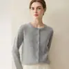 Ropa exterior de punto para mujer, 100% cachemira pura, corte holgado, cuello redondo, nueva chaqueta suéter corta abotonada de otoño e invierno