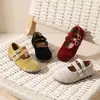 Zapatos de Princesa para Niños 2026 Primavera Nuevo Estilo para Niñas Terciopelo Coreano Hebilla de Cristal Zapatos Mary Jane Retro de Terciopelo para Niños