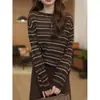 Suéter tejido retro casual de manga larga para mujer, nuevo estilo de principios de otoño, casual, moderno, versátil, elegante y con un diseño único