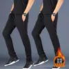 Envio RápidoCalças Casuais Masculinas de Fleece Forrado com Corte Solto para Outono e Inverno, Calças Jogger, Calças Esportivas de Corte Reto
