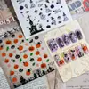 Nuevas pegatinas transfronterizas para decoración de uñas de Halloween: telaraña brillante, fantasma, murciélago, calabaza, decoraciones de pegatinas para uñas de temática oscura