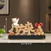 Ocho Direcciones de Riqueza Pino de Bienvenida Gato de la Fortuna Nuevo Estilo Chino Decoración del Hogar Sala de Estar TV Gabinete de Vino Adorno Inauguración de Casa
