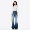 Jeans acampanados retro americanos azul turquesa para mujer, nuevo otoño 2026 jeans ajustados de tiro bajo